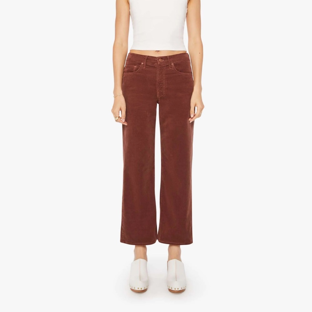 MOTHER Wide-Leg Jeans in Burnt Brick Reddish Brown